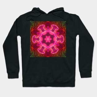 Psychedelic Kaleidoscope Flower Pink Red and Green Hoodie